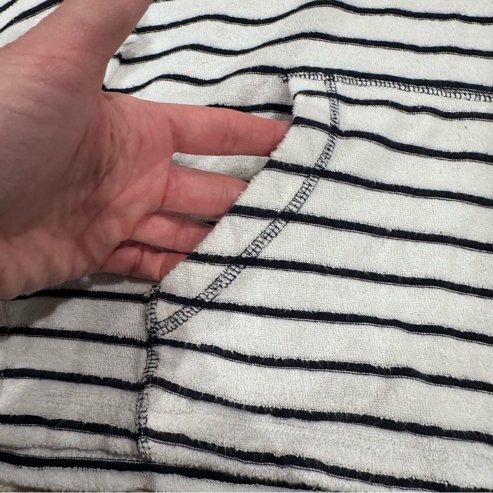 Fat Face Terry Cloth White with Navy Stripes Hoodie Oversized Size 2 - Picture 6 of 10